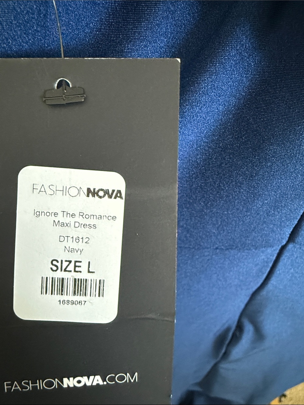 Fashion Nova Off Shoulder Navy Blue Ruched Gown with Side Slit - Picture 5 of 6